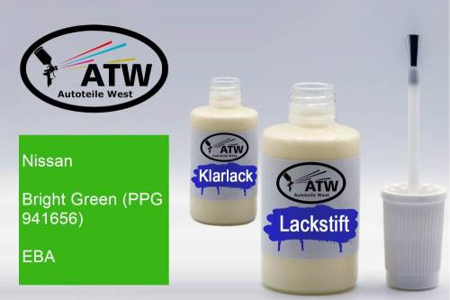 Nissan, Bright Green (PPG 941656), EBA: 20ml Lackstift + 20ml Klarlack - Set, von ATW Autoteile West.